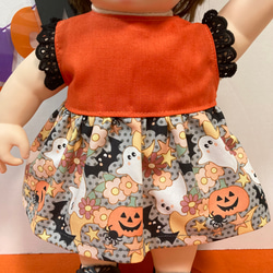 キュートなハロウィンワンピース♡（GY）　ぽぽちゃん　服　ワンピース　USAコットン 2枚目の画像