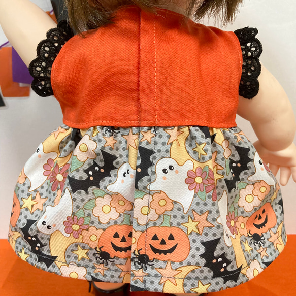 キュートなハロウィンワンピース♡（GY）　ぽぽちゃん　服　ワンピース　USAコットン 3枚目の画像