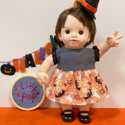 キュートなハロウィンワンピース♡（OR）　ぽぽちゃん　服　ワンピース　USAコットン 1枚目の画像