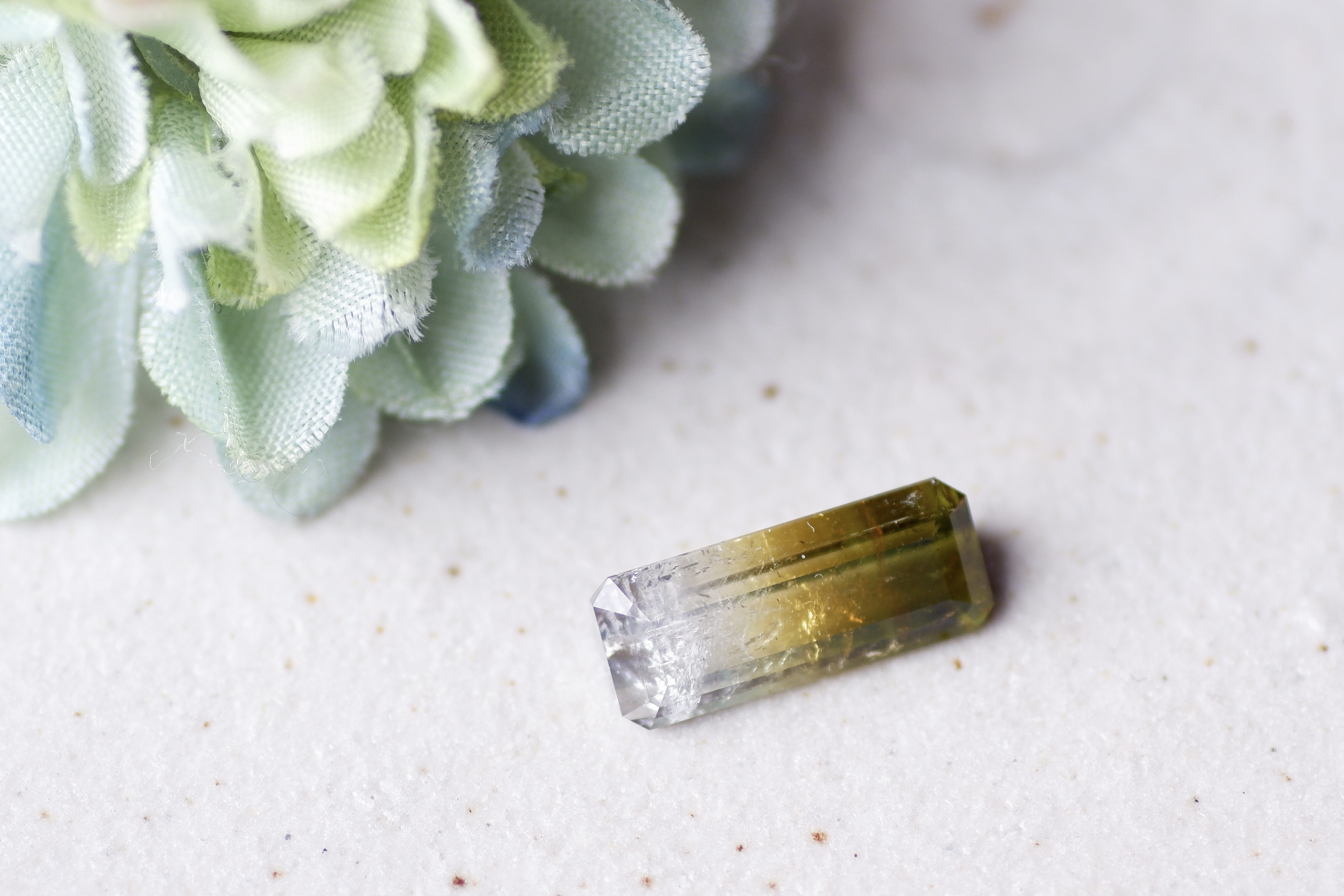 バイカラー・トルマリン＊エメラルド・カット＊3.41ct＊14.1×5.8mm＊TO-035