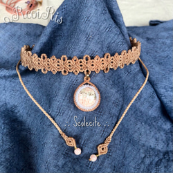 天然石【スコレサイト】トライバルパターンマクラメチョーカー