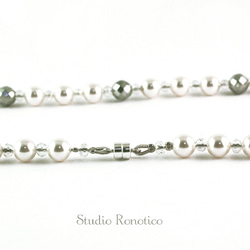6ｍｍオーストリア制クリスタルパールのキラキラお洒落な磁気ネックレス silver925 マグネットタイプ 4枚目の画像