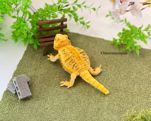 91.フトアゴヒゲトカゲのあみぐるみ フトアゴヒゲトカゲのあみぐるみが完成しました！ 皆さま明け