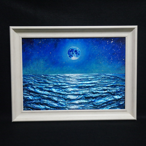 油絵 油彩 油彩画 絵 絵画【月下の海】 絵画 HR 通販 14766187