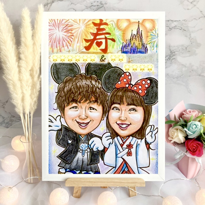 ウェルカムボード ウェルカムスペース フレームセット 似顔絵 コスプレ イラスト 結婚式 両親贈呈品 結婚祝い
