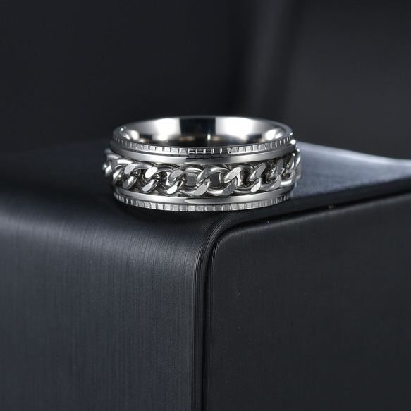 AOI Jewel メンズ ファッション ジュエリー 指輪 ステンレス 回転 メンズリング 記念日 プレゼント 4枚目の画像