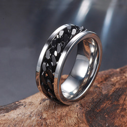 AOI Jewel メンズ おしゃれ ステンレス リング ファッション 指輪 アクセサリー プレゼント 回転チェーン 4枚目の画像