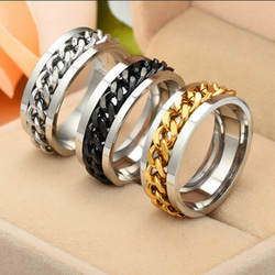 AOI Jewel メンズ おしゃれ ステンレス リング ファッション 指輪 アクセサリー プレゼント 回転チェーン 8枚目の画像