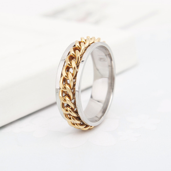 AOI Jewel メンズ おしゃれ ステンレス リング ファッション 指輪 アクセサリー プレゼント 回転チェーン 7枚目の画像