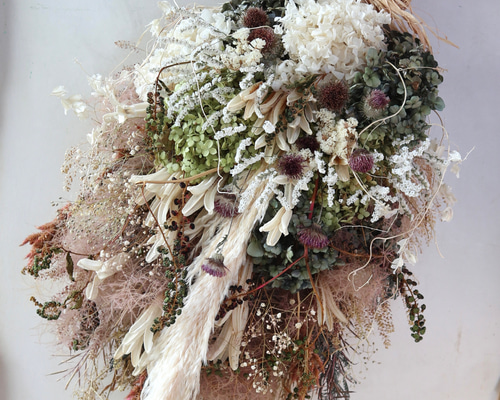 70cm) ＊特大＊秋を感じるアンティークスワッグ/ドライフラワー