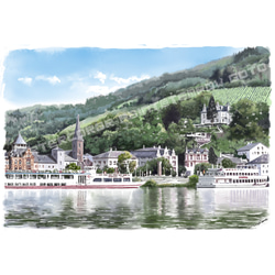 ノルウェー　ベルゲン　ヨーロッパ　風景画　水彩画　アクリル画　インテリア 北欧 額代込み☆北欧 ノルウェー ベルゲン ヨーロッパ 風景画 版画