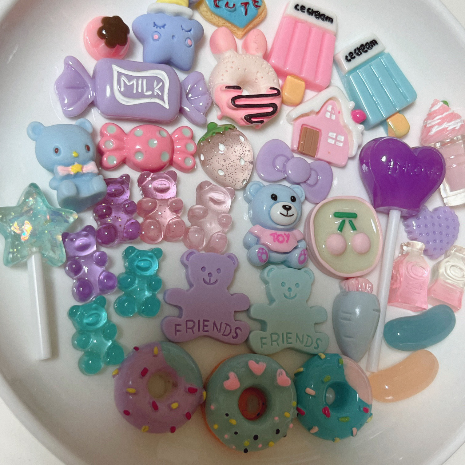 P-174 デコパーツ 水色 ピンク ゆめかわ スイーツ キーホルダー