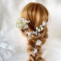 かすみ草　ヘッドドレス　ホワイト　ブライダル　ウエディング　ヘアアクセサリー　結婚式　造花　ブライダルアクセサリー　 3枚目の画像