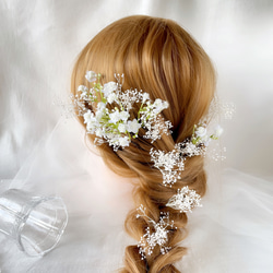 かすみ草　ヘッドドレス　ホワイト　ブライダル　ウエディング　ヘアアクセサリー　結婚式　造花　ブライダルアクセサリー　 2枚目の画像