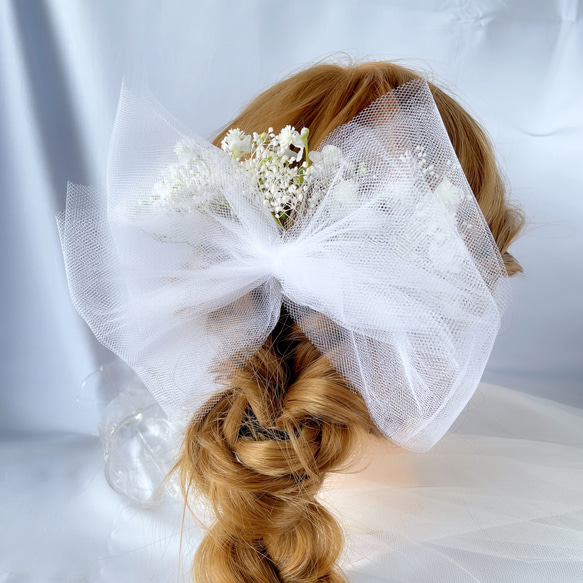 かすみ草　ヘッドドレス　ホワイト　ブライダル　ウエディング　ヘアアクセサリー　結婚式　造花　ブライダルアクセサリー　 10枚目の画像