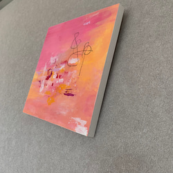 ピンクの世界　現代アート　インテリア　個性的　カラフル　約24×24㎝ 7枚目の画像