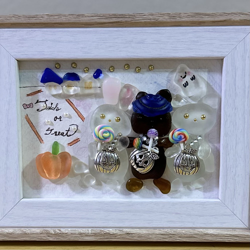 シーグラスアート 【ハッピーハロウィン Trick or Treat