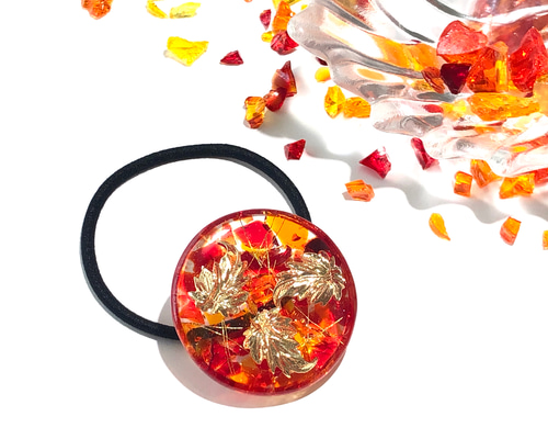 秋デザイン いちょうのヘアゴム 秋デザイン いちょうのヘアゴム 銀杏 イチョウ 紅葉 /ヘアゴム ヘア