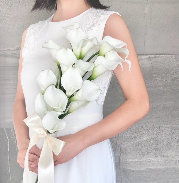 カラーアームブーケ♪ウェディングブーケ カラー ブートニア付き アーティフィシャルフラワー 造花 ブライダルブーケ アーティフィシャルフラワー 造花 ブライダルブーケ