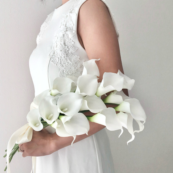 カラーアームブーケ♪ウェディングブーケ カラー ブートニア付き アーティフィシャルフラワー 造花 ブライダルブーケ アーティフィシャルフラワー 造花 ブライダルブーケ