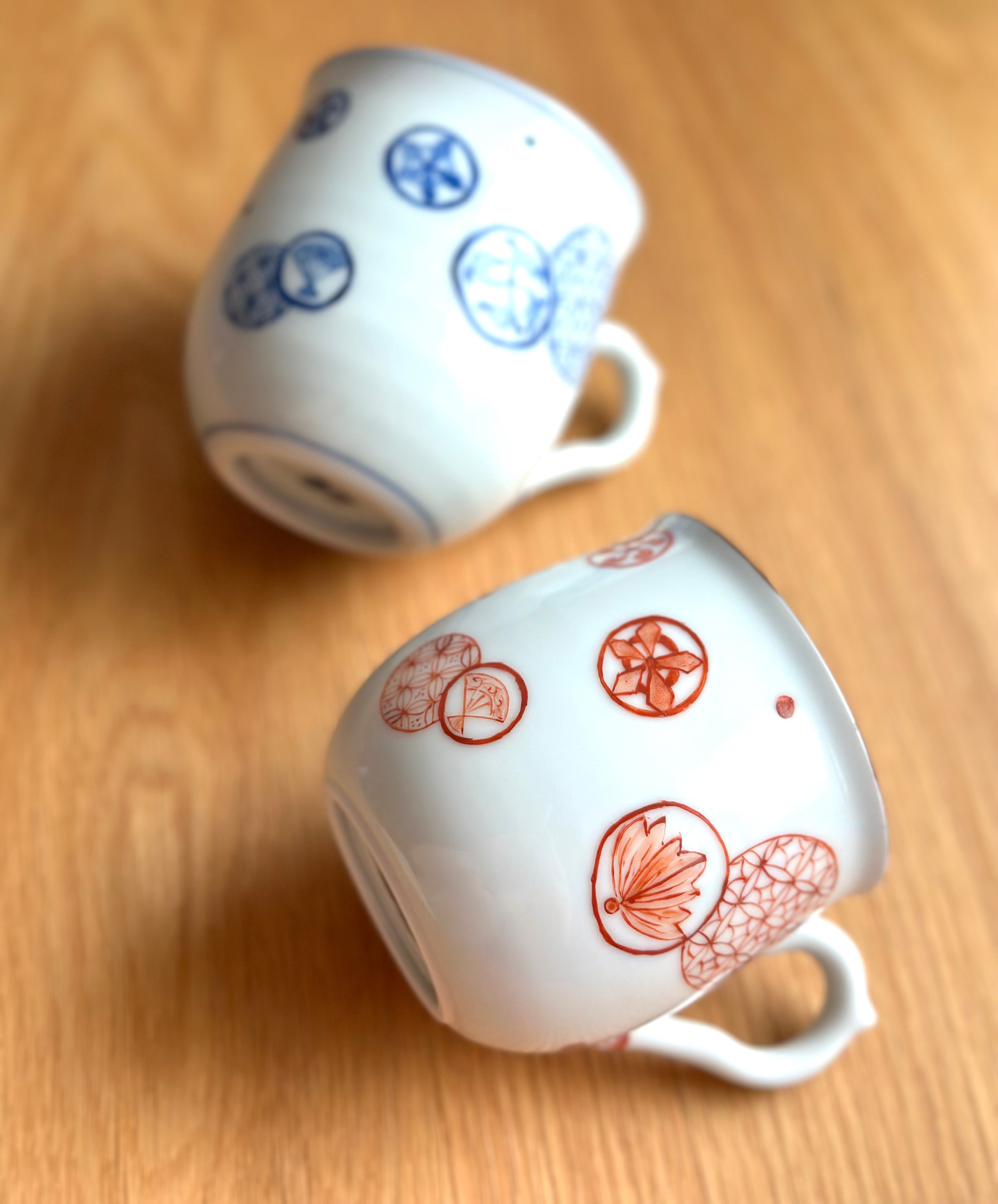 【京焼・清水焼】京都　水野春陽窯　上絵　マグカップ　丸紋　小紋