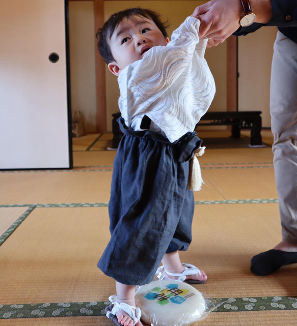 ブルーウェーブ刺繍　ベビーわらじ　餅踏み 2枚目の画像