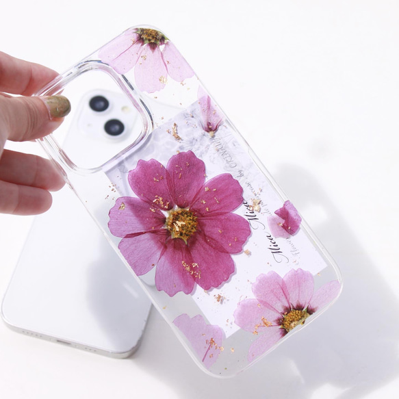iPhoneケース iPhone コスモス 全機種対応 花柄 iPhone14 アンドロイド　iPhone15 1枚目の画像