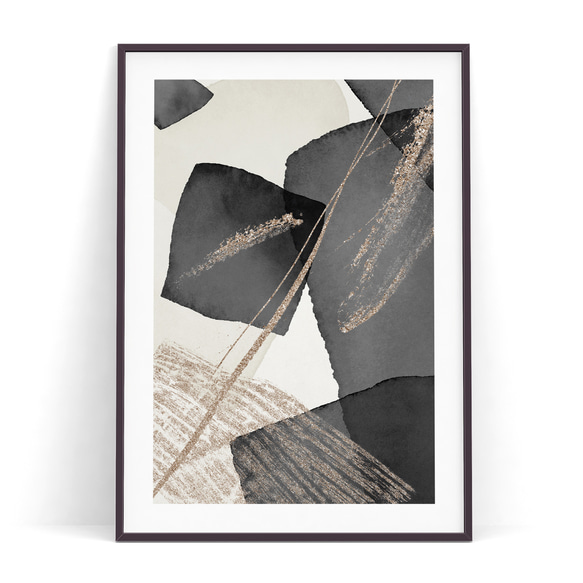 モノクロポスター【 ブラック07 】北欧アートでお部屋の模様替え モノトーン 抽象画 アブストラクト 4枚目の画像