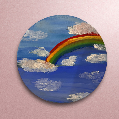 丸キャンバス 空 虹 キャンバスアート 絵画 shirara 通販 丸キャンバス 空 虹 キャンバスアート 絵画 shirara 通販