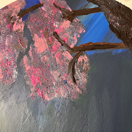 丸キャンバス キャンバスアート 夜桜 風景画 絵画 shirara 通販