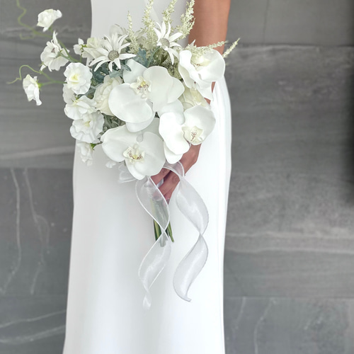 【特別価格】コチョウランのウェディングブーケ＆ブートニア 結婚式 前撮り 特別価格】コチョウランのウェディングブーケ＆ブートニア 結婚