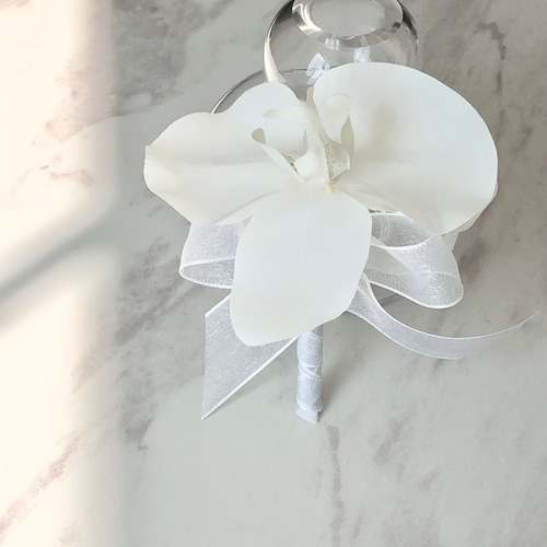 【特別価格】コチョウランのウェディングブーケ＆ブートニア 結婚式 前撮り 特別価格】コチョウランのウェディングブーケ＆ブートニア 結婚