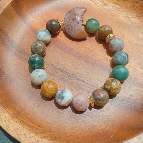 オーシャンジャスパー月ブレス ブレスレット tendresse.accessory 通販