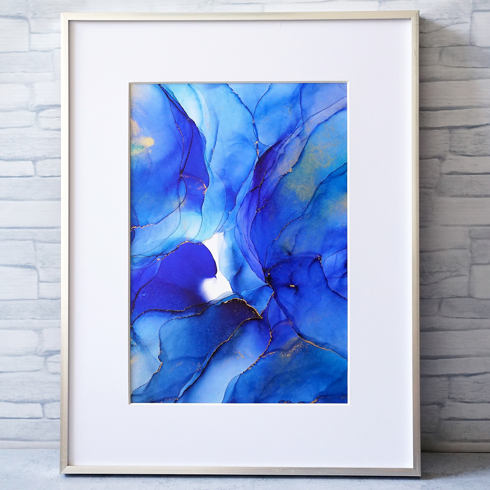 一点物】かさなる青の世界✴︎インテリアアート ( フレーム付 ) 絵画