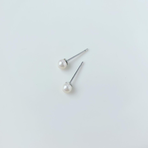 つけっぱなし＊4ミリ 極小パールピアス サージカルステンレス 6枚目の画像
