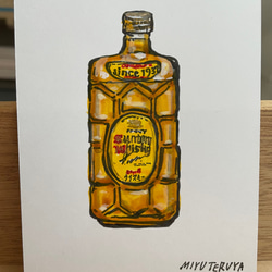 絵画　【サントリーウイスキー角・瓶】 アート　角　瓶　酒　アクリル画　ポストカード 1枚目の画像