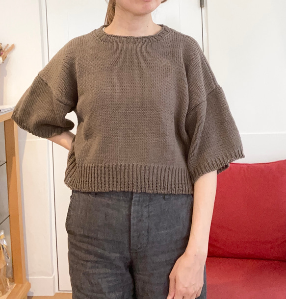 手編み機による　Sophie Cotton Sweater 8枚目の画像