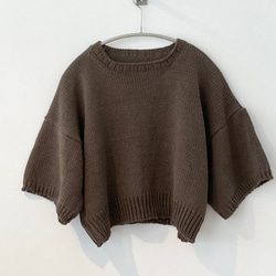 手編み機による　Sophie Cotton Sweater 1枚目の画像