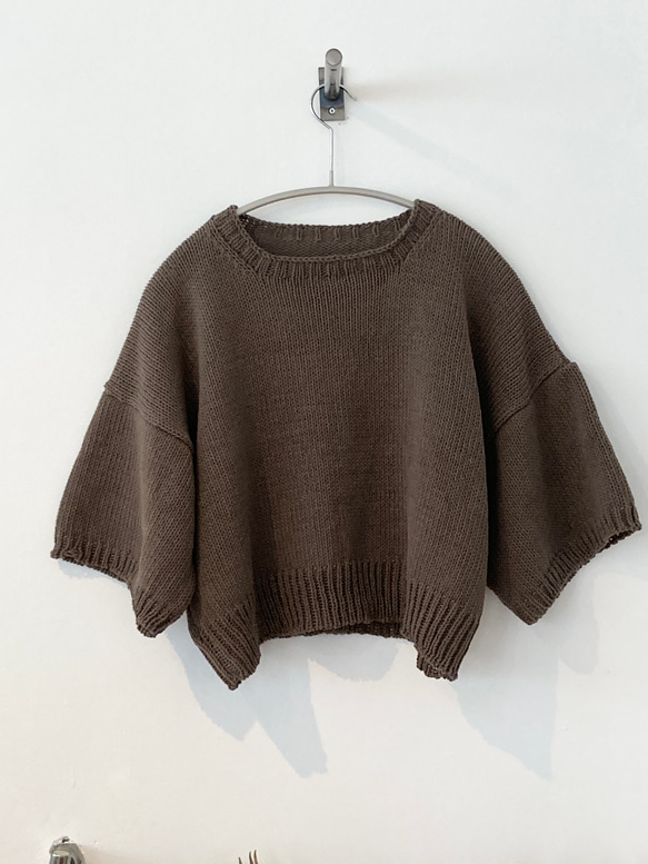 手編み機による　Sophie Cotton Sweater 1枚目の画像