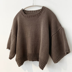 手編み機による　Sophie Cotton Sweater 3枚目の画像