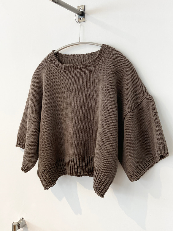 手編み機による　Sophie Cotton Sweater 3枚目の画像