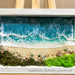 ティッシュボックス　波レジン　アート 波アート ティッシュボックスNo．1☆エポキシレジン その他