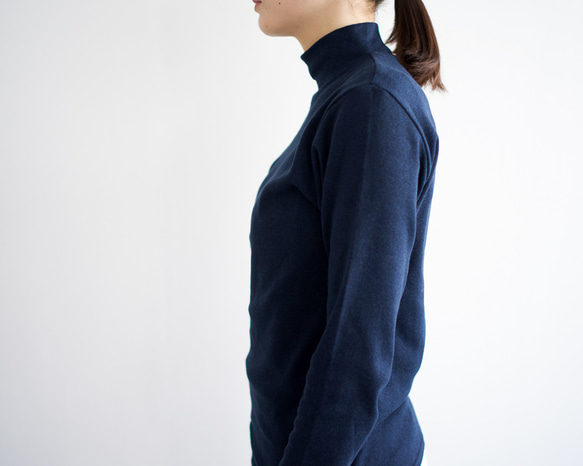 organic cotton/high neck/heather navy 6枚目の画像