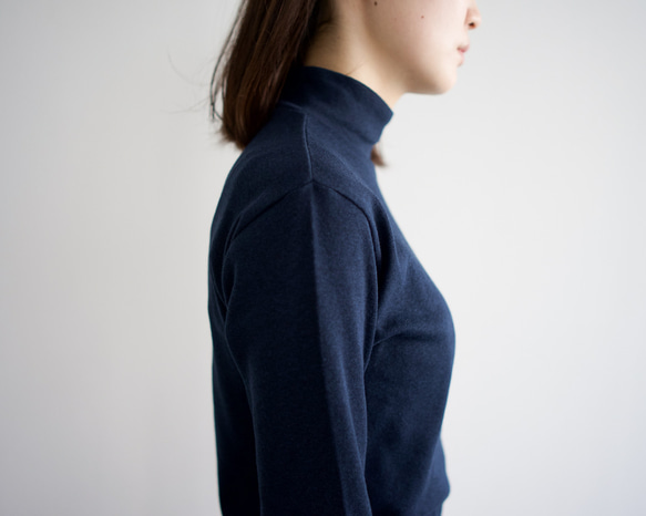 organic cotton/high neck/heather navy 2枚目の画像