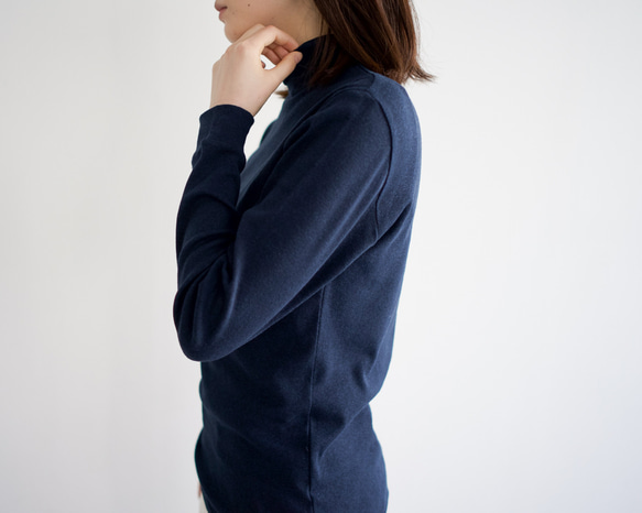 organic cotton/high neck/heather navy 3枚目の画像