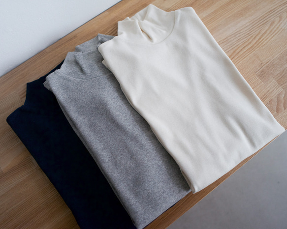 organic cotton/high neck/heather navy 10枚目の画像