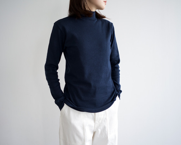 organic cotton/high neck/heather navy 4枚目の画像