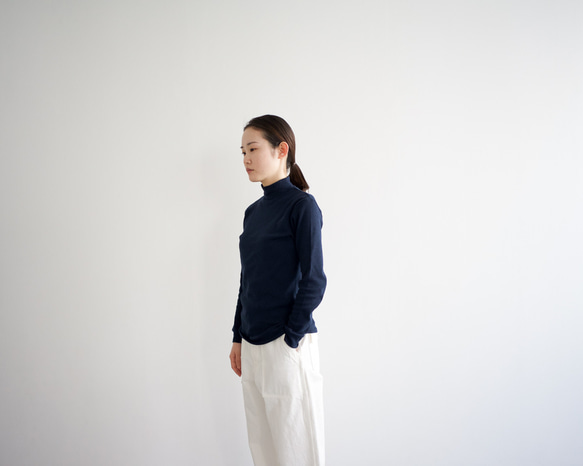 organic cotton/high neck/heather navy 5枚目の画像