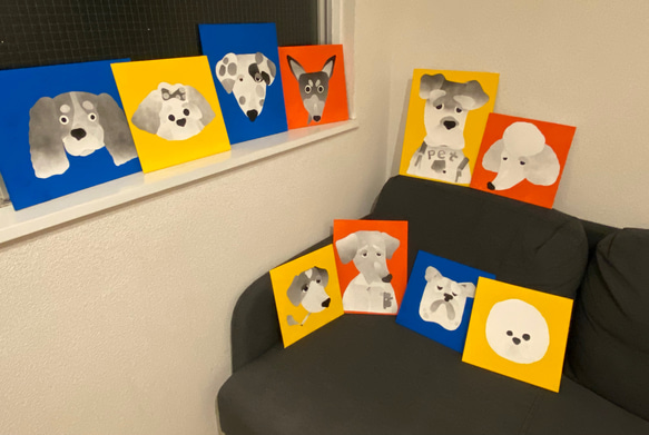 【やれやれプードル】原画　キャンバスアート　犬の絵　絵本見たいな絵　秋色　切り絵 3枚目の画像