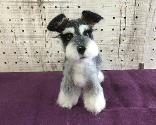 羊毛フェルト ミニチュアシュナウザー リース2点 ダックスちゃん 羊毛